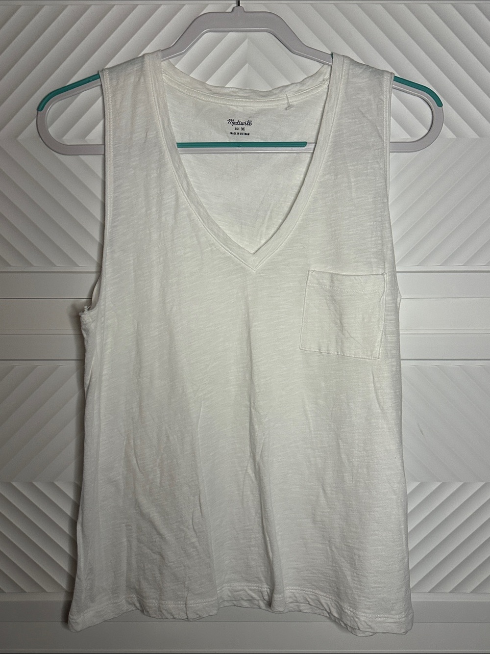 Madewell White V-neck Tee with Pocket